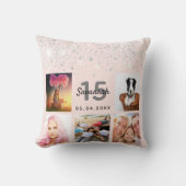 フォトバラ金ゴールドグリッター赤面ピンクキンセアニェラ クッション (正面)