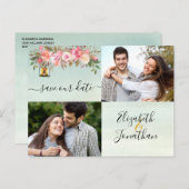 フォトバラ金ゴールドコーラルフローラグリーンウォーター色 案内ポストカード (正面/裏面)