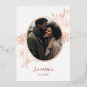 フォトバラ金ゴールドピンクさくらんぼ結婚の花 箔招待状 (裏面)