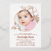 フォトバラ金ゴールドフローラフレーム1st誕生日 箔招待状 (正面)
