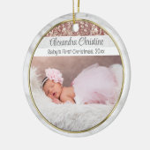 フォトバラ金ゴールド両面2写真ベビー最初 セラミックオーナメント (左)