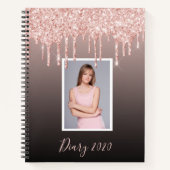 フォトバラ金ゴールド銅ブラックグリッタードリップス日記 ノートブック (正面)