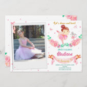 フォトバレリーナ誕生日の招待バレエパーティー 招待状 (正面/裏面)