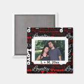 フォトバレンタインデーのワードコラージュパーソナライズされた マグネット (正面/裏面)