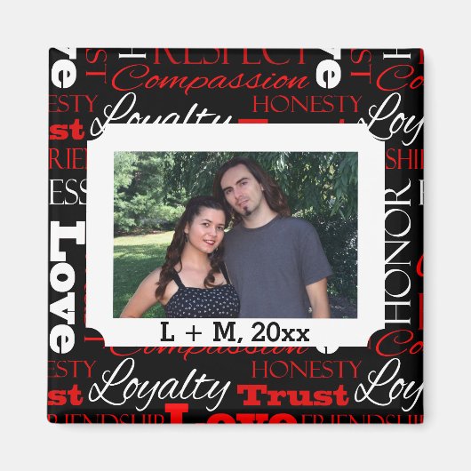 フォトバレンタインデーのワードコラージュパーソナライズされた マグネット (正面)