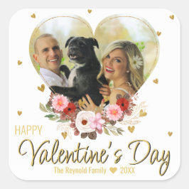 フォトバレンタインデーハート金ゴールドグリッターハート スクエアシール