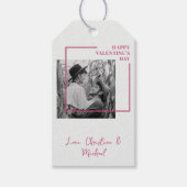 フォトバレンタインデーモダン赤とピンク ギフトタグ (正面)