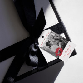 フォトバレンタインデーモダン赤とピンク ギフトタグ