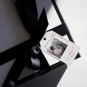 フォトバレンタインデーモダン赤とピンク ギフトタグ