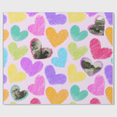 フォトバレンタインデー虹彩手描きハート ラッピングペーパー (フラット)