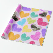 フォトバレンタインデー虹彩手描きハート ラッピングペーパー (アンロールド)