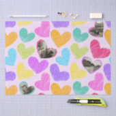 フォトバレンタインデー虹彩手描きハート 薄葉紙 (クラフト)