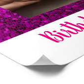 フォトバースデーカスタムパーティーお祝いピンク ポスター (角)