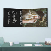 フォトバースデーパーソナライズされたタパーティースクリプトへようこそ 横断幕 (トレードショー)