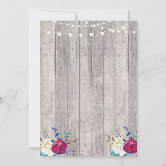 フォトバースデーパーティフローラパープルウッド2写真 招待状 (裏面)