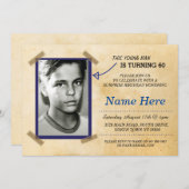 フォトバースデーパーティヴィンテージ招待状紙アニーエイジ 招待状 (正面/裏面)