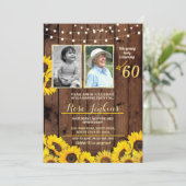 フォトバースデーパーティーひまわりウッド2写真 招待状 (スタンド正面)