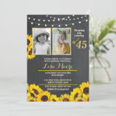 フォトバースデーパーティーひまわりチョーク2写真 招待状 (スタンド正面)