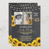 フォトバースデーパーティーひまわりチョーク2写真 招待状 (正面/裏面)