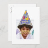 フォトバースデーパーティーハット招待状はがき インビテーションポストカード (正面/裏面)