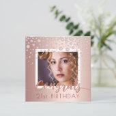 フォトバースデーパーティーバラ金ゴールドダイヤモンドのガラス 招待状 (スタンド正面)