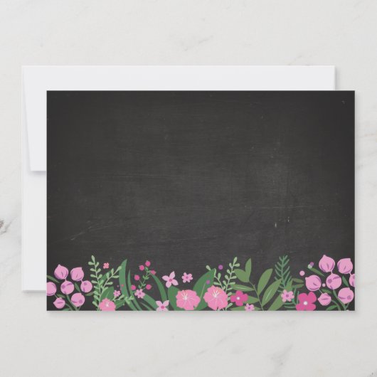 フォトバースデーパーティーピンクフローラ任意の年齢招待状 招待状 (裏面)