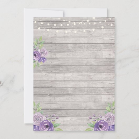 フォトバースデーパーティーフローラパープルウッド2写真 招待状 (裏面)