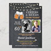 フォトバースデーパーティーメンズ応援ズビアーズ写真 招待状 (正面/裏面)