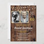 フォトバースデーパーティー男性の写真サプライズウッド 招待状 (正面)