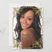 フォトバースデーパーティー金ゴールドホワイトティアラ 招待状 (裏面)