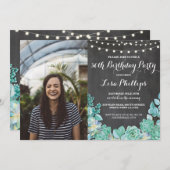 フォトバースデーパーティー30thチョーク多肉50 40th 招待状 (正面/裏面)