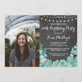 フォトバースデーパーティー30thチョーク多肉50 40th 招待状