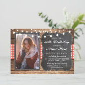 フォトバースデーパーティー30th素朴ウッドレッドチョーク 招待状 (スタンド正面)