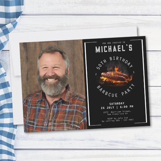 フォトバーベキュー50th誕生日パーティー 招待状