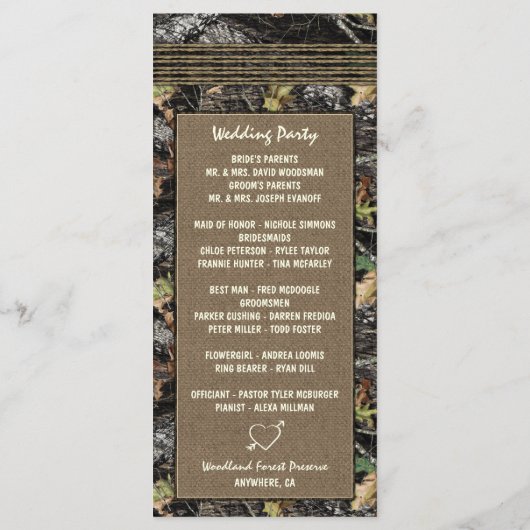 フォトバーラップ+彫刻ハート迷彩柄結婚式 プログラム (裏面)