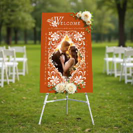 フォトバーンオレンジシック結婚のウェルカムサイン