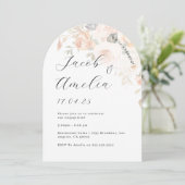 フォトバーンオレンジフローラアーチ婚約パーティ 招待状 (スタンド正面)