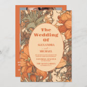 フォトバーンオレンジフローラ結婚アールヌーボー 招待状 (正面/裏面)