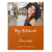 フォトバーンオレンジモノグラム名 ノートブック (正面)