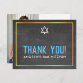 フォトバー頭が切れる(ユダヤ教の)バル・ミツバーはっきりした感謝していユグレイ サンキューカード (正面/裏面)