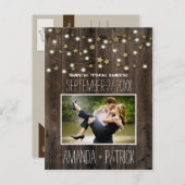 フォトバ素朴ンウッドウェディング日付カードを保存 案内ポストカード (正面/裏面)