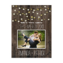 フォトバ素朴ンウッドウェディング日付カードを保存