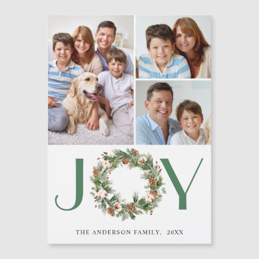 フォトパインコーンリースクリスマス磁気カード (正面)