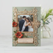 フォトパステルのカード結婚を持つ複雑な枠 招待状 (スタンド正面)