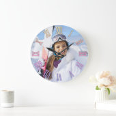 フォトパステルガーリーレインボーグラディエントのローマ数字 ラージ壁時計 (ホーム)