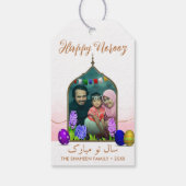 フォトパステルハッピーノーズピンクの花カラフル卵 ギフトタグ (裏面)