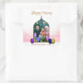 フォトパステルピンクハッピーノーズ花カラフル卵 スクエアシール (バッグ)