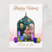 フォトパステルピンクフラワーハッピーノーズカラフルエッグ シーズンポストカード (正面)