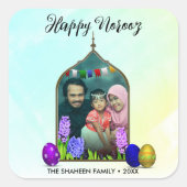 フォトパステルミントハッピーノーズフラワーカラフルグ卵 スクエアシール (正面)