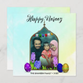 フォトパステルミントフラワーエッグカラフルハッピーノーズ シーズンカード (正面/裏面)